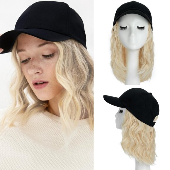 S-noilite Baseball Cap Wig with Hair Extensions 8 inch Short curly Bob Hair Styl - Picture 1 of 1